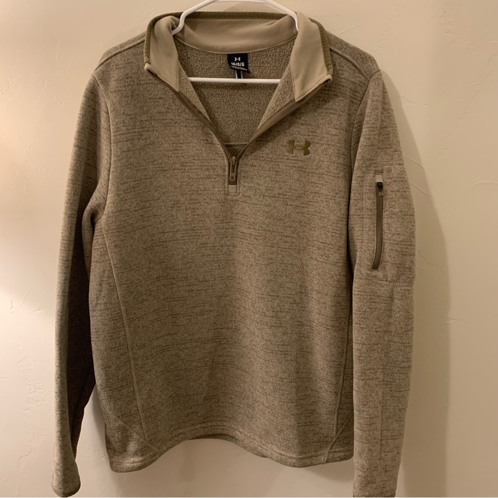 Under Armour Men's Tan Quarter Zip with Shoulder Zipper